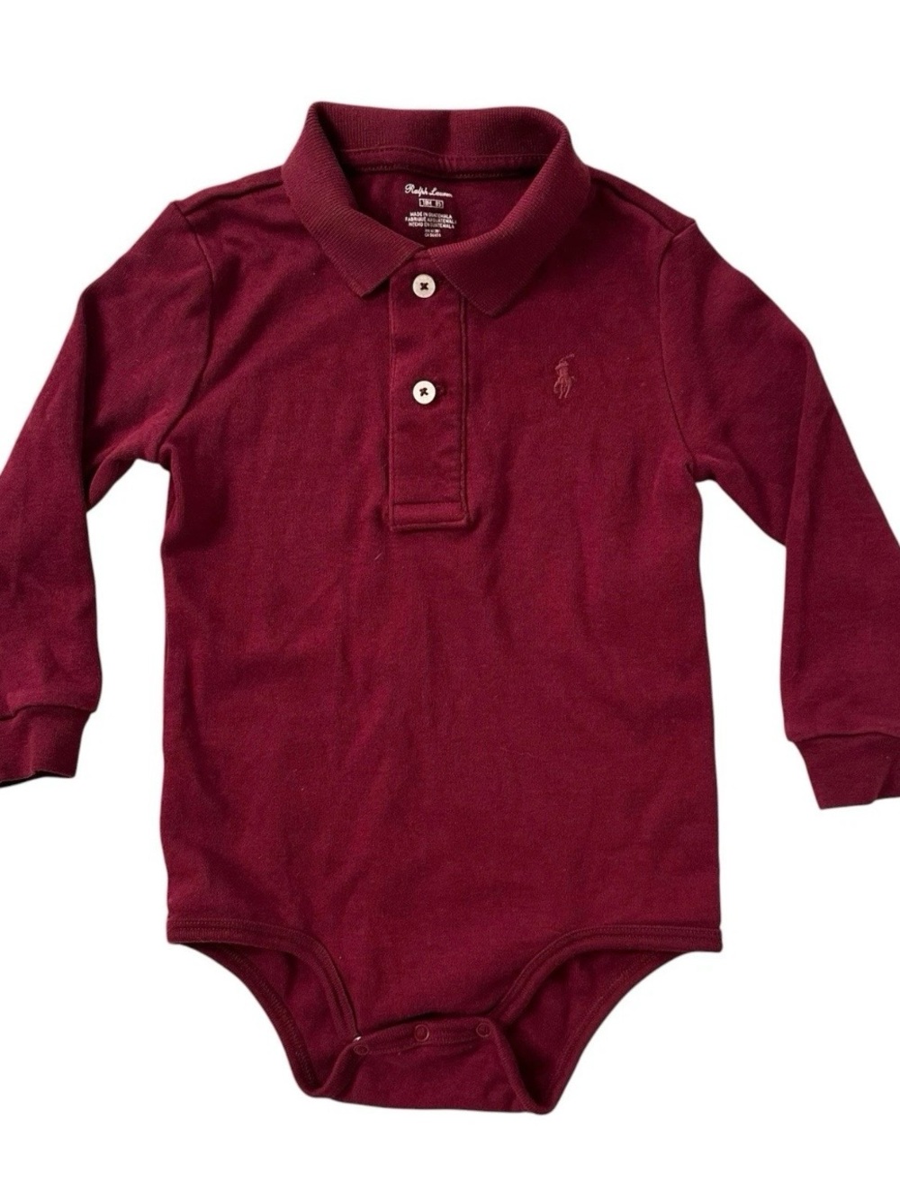Polo Ralph Lauren Burgandy Long Sleeve Bodysuit Boy 18 Month
